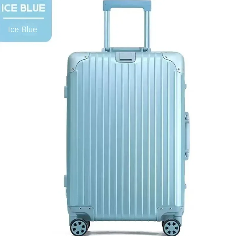 valise en alliage d'aluminium et de magnésium 100%, serrure tsa, boîtier de chariot à bagages embarqué en métal, valise de voyage classique brillante et givrée