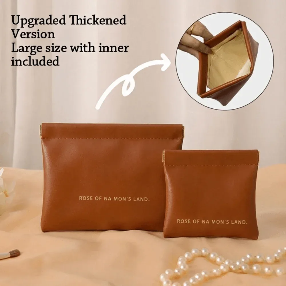 sac à maquillage tendance avec pochette intérieure, trousse de toilette simple et portable, mini sac à bijoux en pu pour femmes et filles