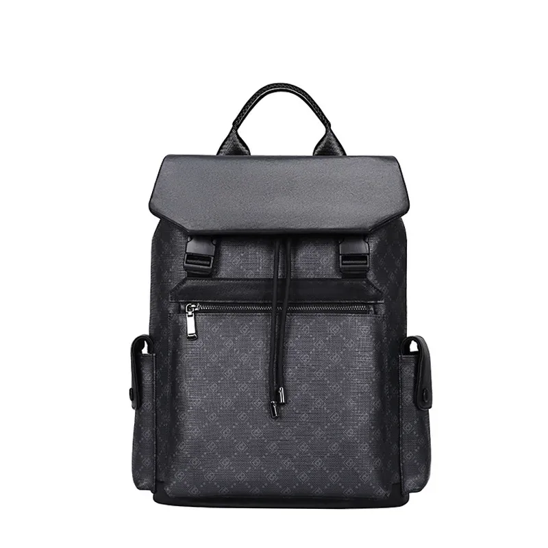 sac à dos tendance pour hommes, sac pour ordinateur portable 15.6 pouces, sac de voyage de grande capacité, sac d'école imprimé en cuir véritable