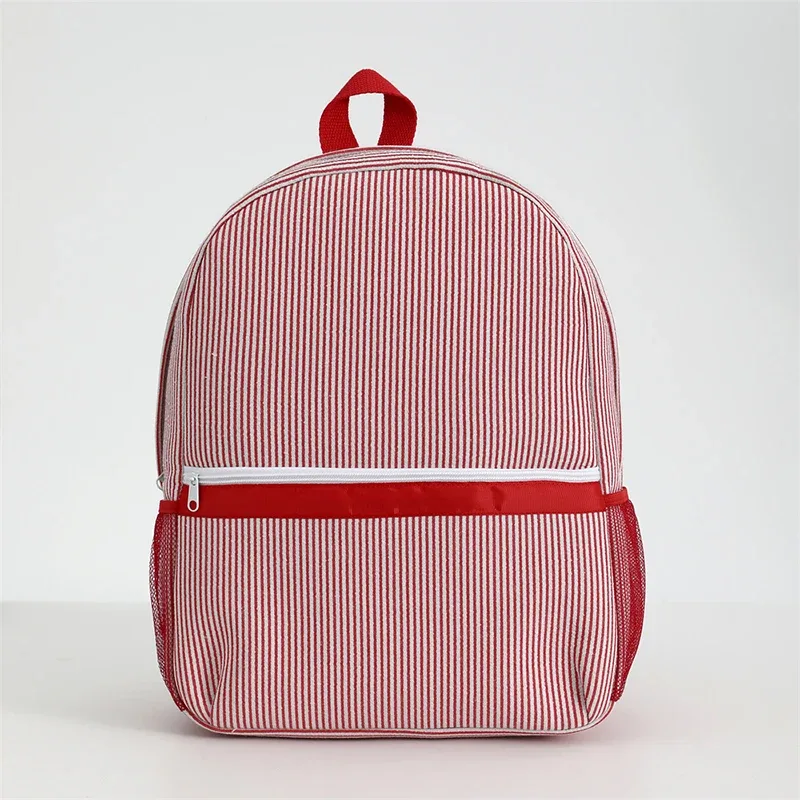 sac à dos scolaire pour tout-petits, sac à dos rayé mignon en seersucker pour filles 12 pouces pour la maternelle, 15 pouces pour les adolescents du lycée