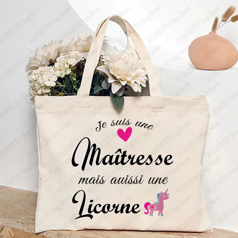sac fourre-tout à thème enseignant, sac à bandoulière d'école inspiré avec motif de style français, sac à main à motif éducatif cadeau maitresse d'école