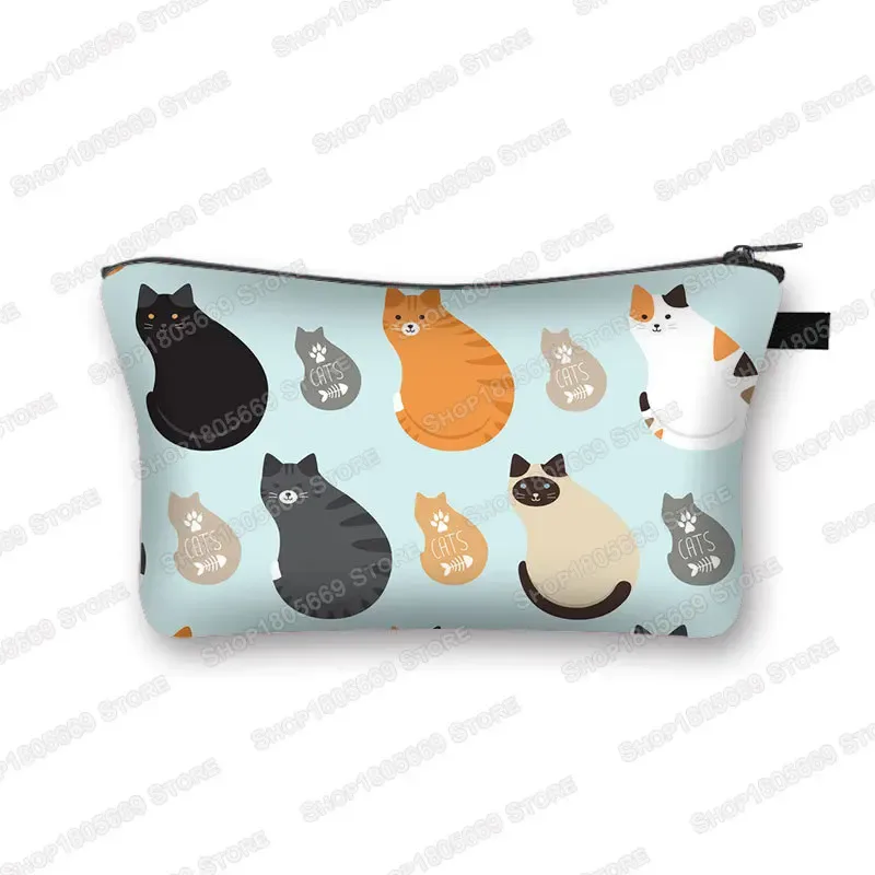 kawaii dessin animé chat chien trousse à cosmétiques mignon chaton chiot sacs de maquillage femmes sacs de toilette pochette rouge à lèvres pochette fille sac à cosmétiques