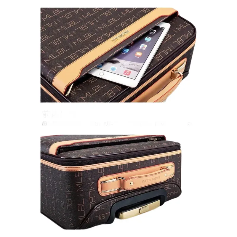 valise à main en cuir véritable, valise à roulettes de 16 pouces pour voyage d'affaires (18/20/24 pouces)