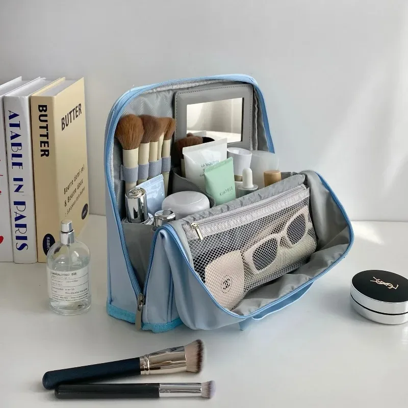 sac de rangement pour articles de toilette, grande capacité, en pu, étanche, à porter à la main, organisateur de cosmétiques, accessoire de beauté pour femmes, pour voyage
