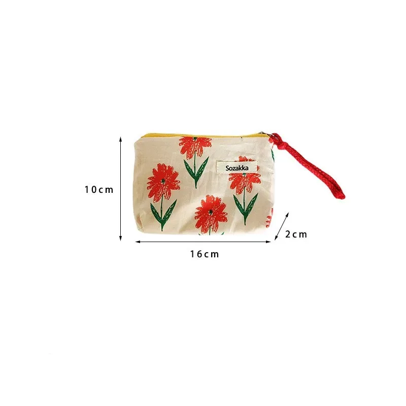kawaii – porte-monnaie portable de voyage à fleurs, sac de rangement de rouge à lèvres cosmétique, sacs à main de maquillage pour femmes, organisateur de portefeuille, petites pochettes