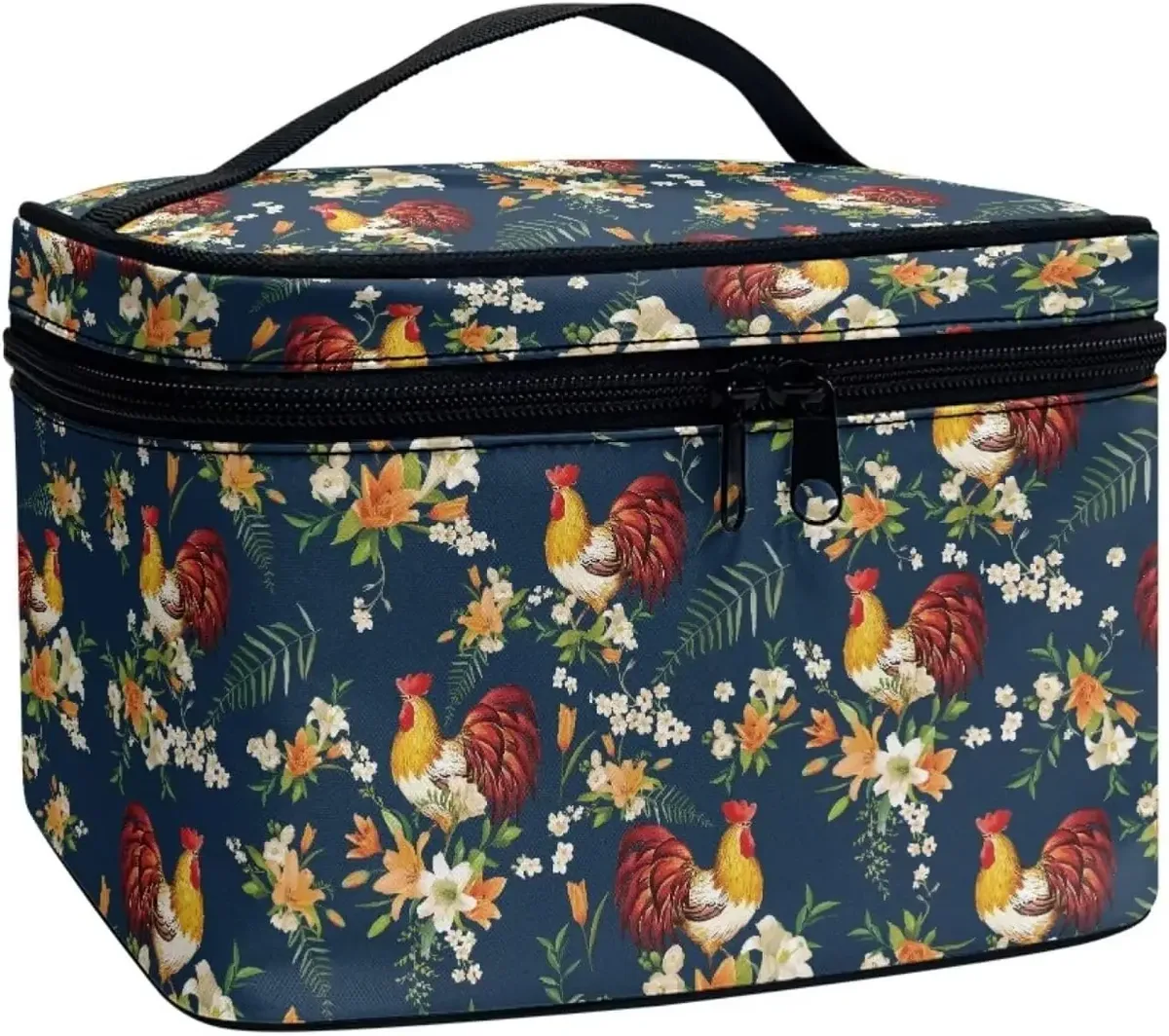 bronwn-trousse de maquillage portable avec fermeture à glissière, sac de toilette, fourre-tout pour cosmétiques, poudres imprimées, rétro, salle plus lente