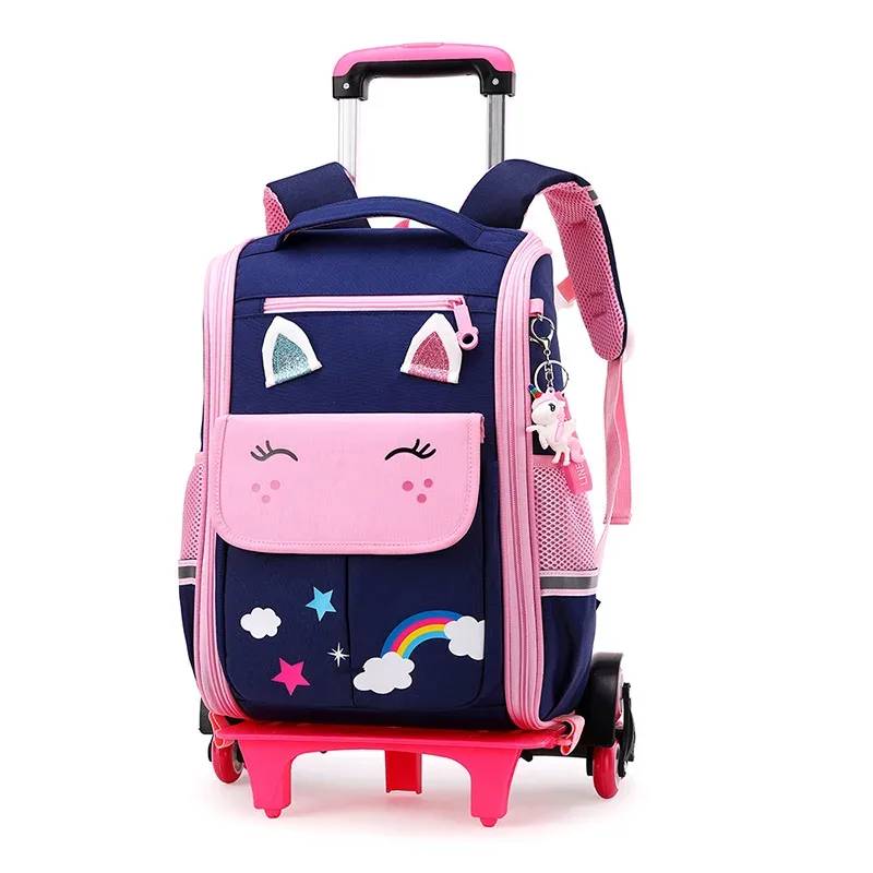 enfants chariot sac à dos roues étudiant haute capacité sacs d'école sac à dos roulant enfants chariot sac école sac à dos sac à roulettes