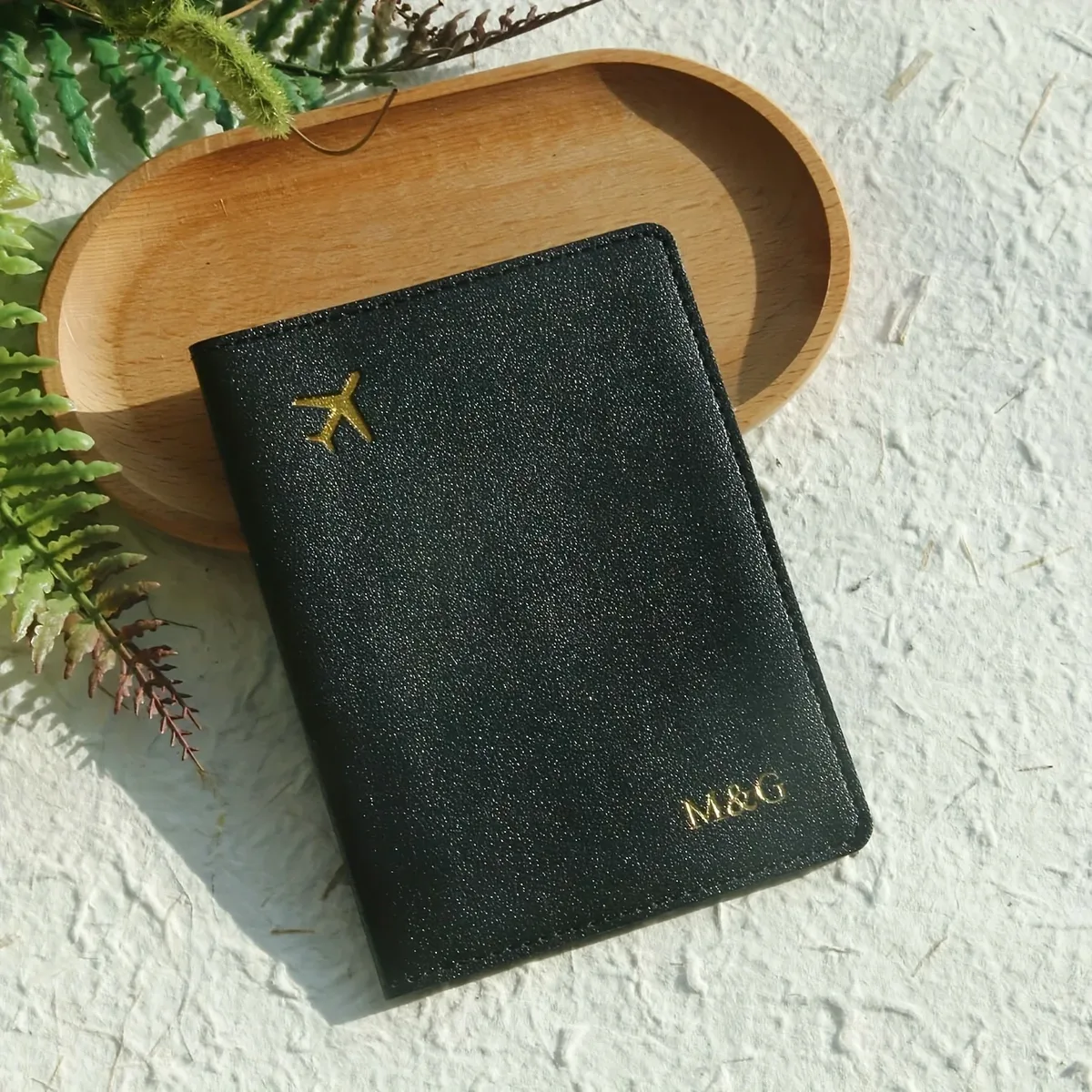 étui de protection personnalisé en cuir pu pour passeport avec lettres dorées, porte-passeport épaissi personnalisé