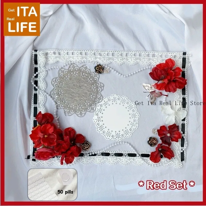 kits de décoration pour sac ita avec rosettes rouges, accessoires pour sac ita pour femmes, style japonais, ensemble de fleurs pour sac à dos ita anime pour filles h337