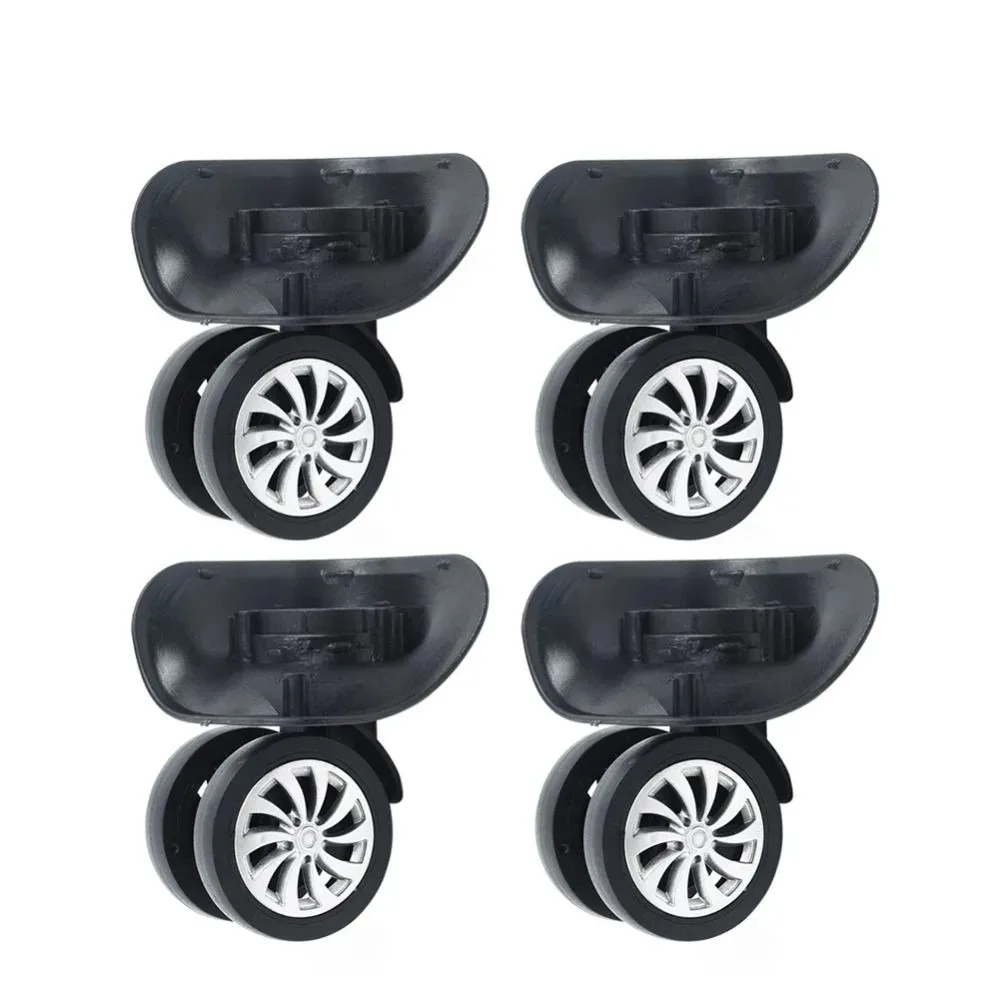 4 roues universelles pour valise, roulettes pivotantes à 360 degrés, pièces de rechange, roulettes silencieuses noires pour valise à roulettes