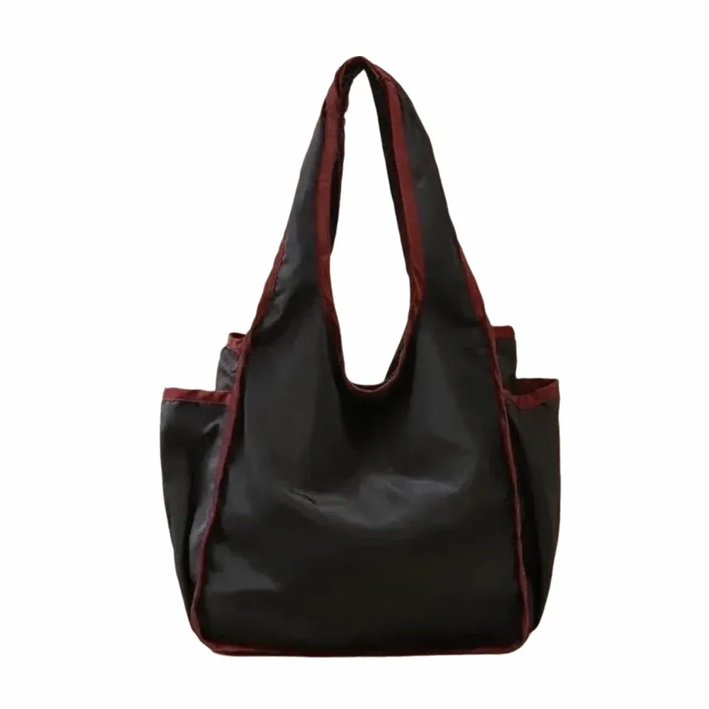 sac de courses réutilisable de grande capacité, sac fourre-tout pliable et imperméable, sac écologique en polyester à blocs de couleur, sac d'étude