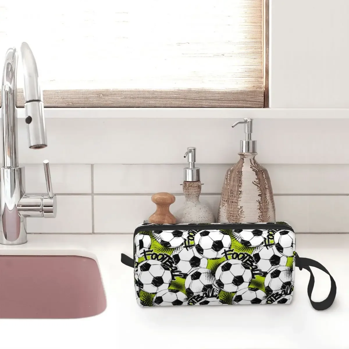 Trousse de toilette étanche Football dehors IkSoccer pour femme, trousse à cosmétiques, trousse de maquillage, trousse de voyage