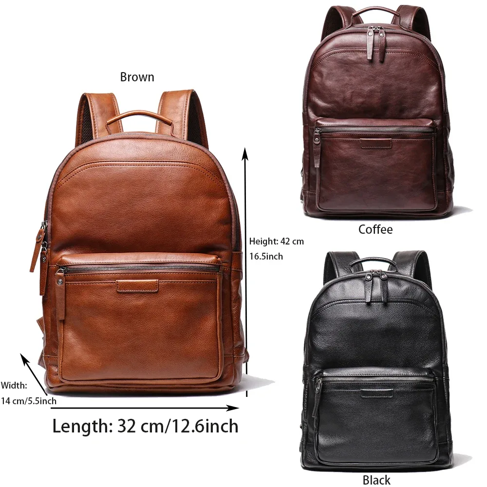 sac à dos en cuir véritable fait main de haute qualité pour homme, sac d'école, sac à dos pour ordinateur portable imperméable de luxe, sac de voyage, sac à dos vintage