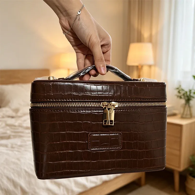 sac de voyage personnalisé en cuir motif crocodile avec fermeture éclair, grande capacité, poignée supérieure, sac à main de luxe diy pour femme