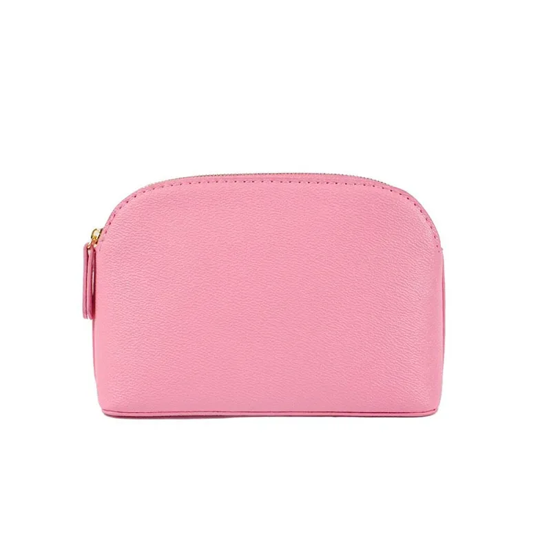 sac de rangement de cosmétiques en cuir pu avec lettres personnalisées, sac de maquillage de couleur unie d'atmosphère simple classique, sac de lavage avancé à fermeture éclair
