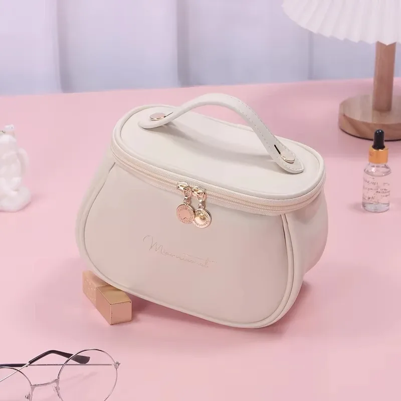 grande trousse de toilette en cuir pu imperméable, organiseur de maquillage de voyage, cadeau pour femmes