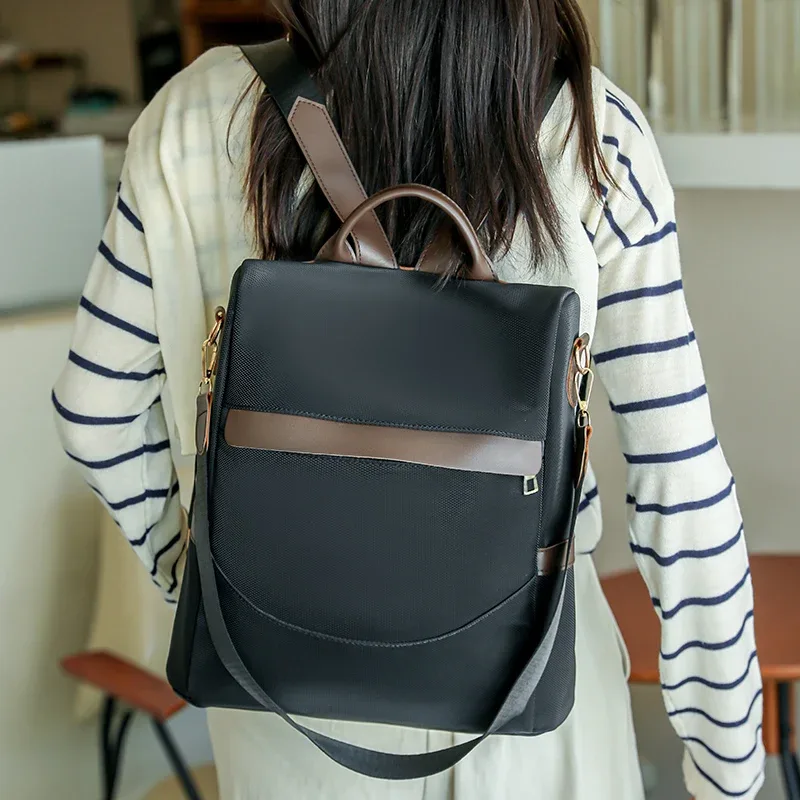 sac à bandoulière en cuir souple de grande capacité sr pour femme, sacoche antivol à la mode, rétro décontract