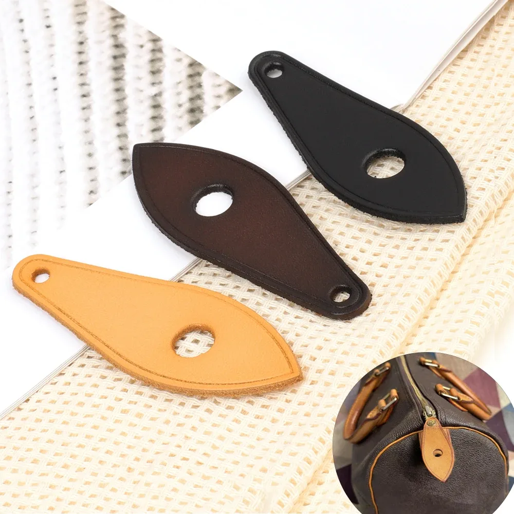 Tirette de fermeture éclair en cuir Vachetta avec trou, tête de fermeture éclair de remplacement, adaptée aux sacs à main, sacs à dos, vestes, accessoires de sac DIY, 2 pièces
