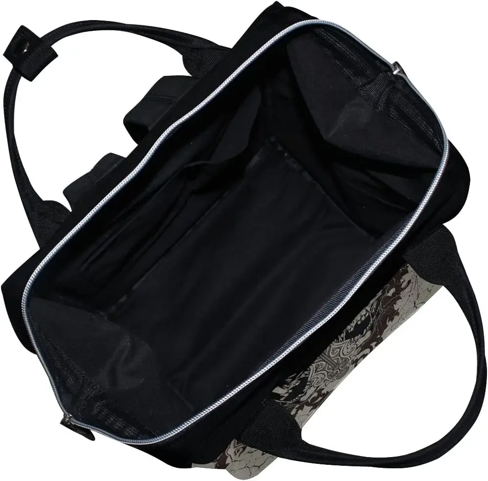 sac à dos gothique punk à motif de crâne pour maman, sacoche de voyage, à couches, de jour, pour soins de bébé, de grande capacité