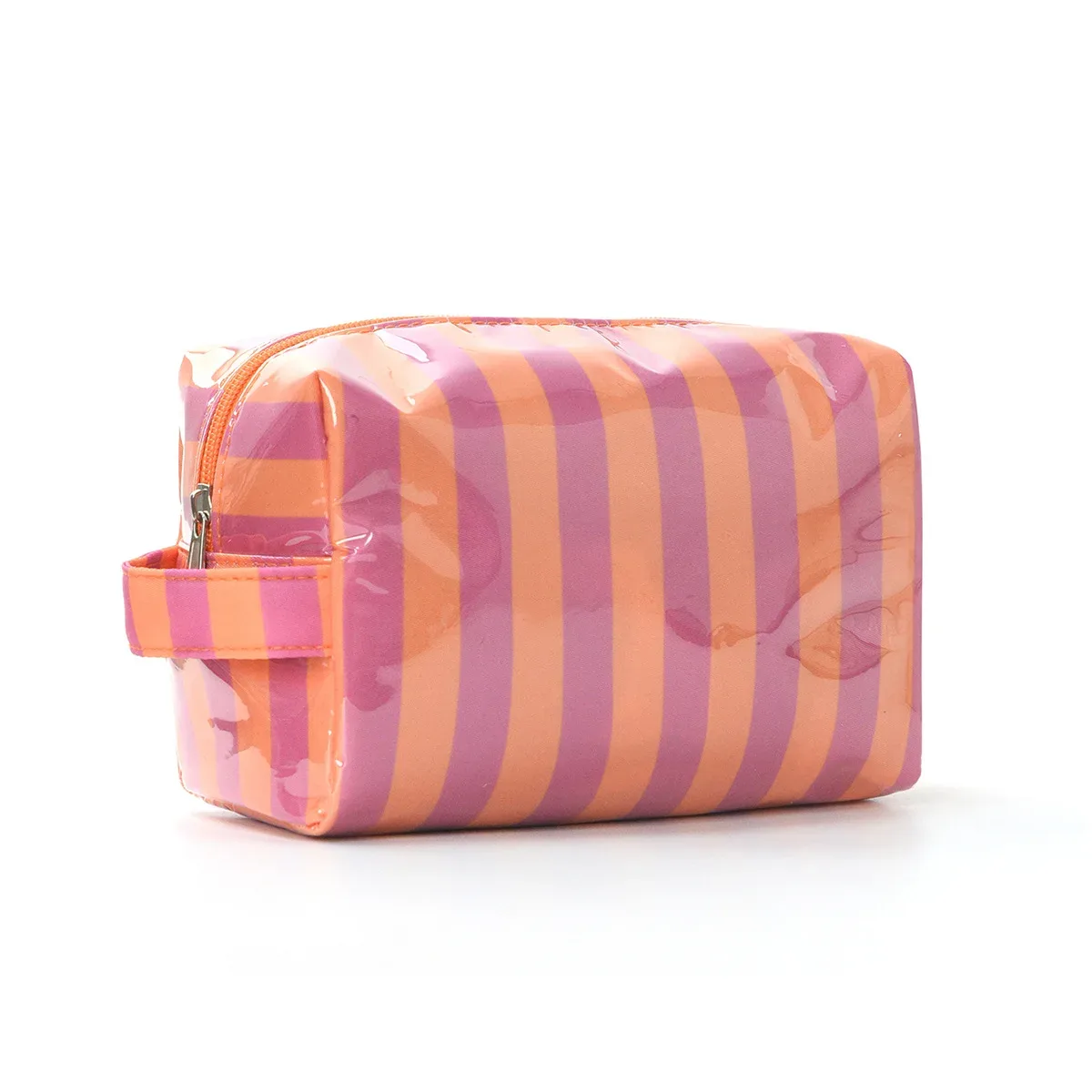 sac de maquillage élégant à rayures roses, sac de voyage portable de grande capacité, sac de rangement pour rouge à lèvres, sac à main, sac cosmétique, trousse de toilette, cadeaux pour filles