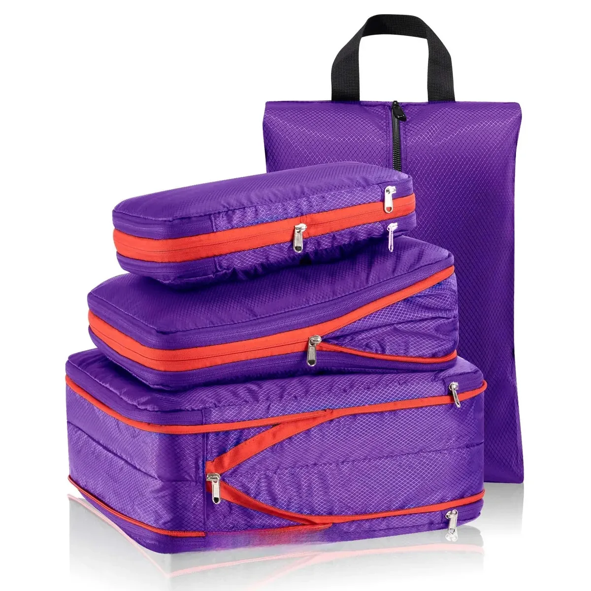 ensemble de sacs de rangement de voyage à double compression avec sac à chaussures, organisateur de bagages, accessoires de voyage, pochette de rangement compacte