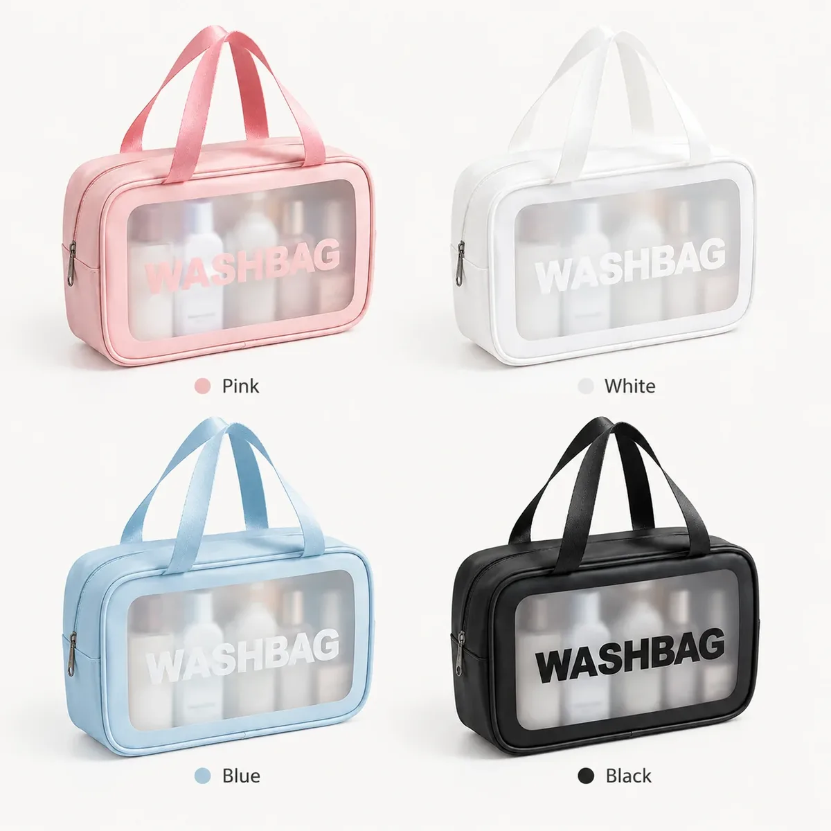 Sac de toilette de voyage portable, grande capacité, étanche, organisateur de maquillage avec double poignée, sac de rangement transparent pour cosmétiques