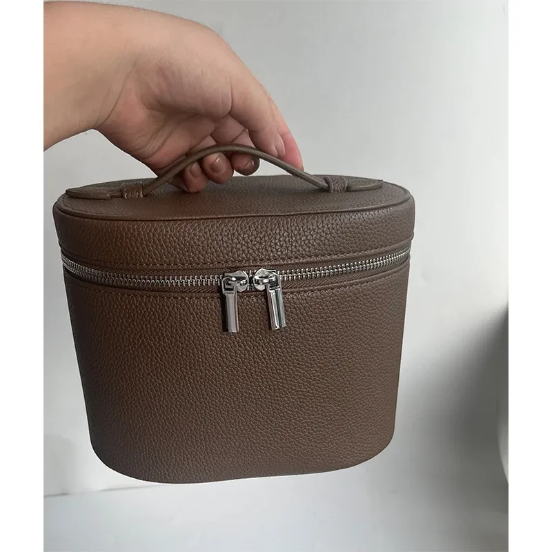 trousse à cosmétiques ronde à main pour femmes, impression gratuite, pubucket rond, trousse de vanité, produit de soins de la peau, sac de rangement de cosmétiques