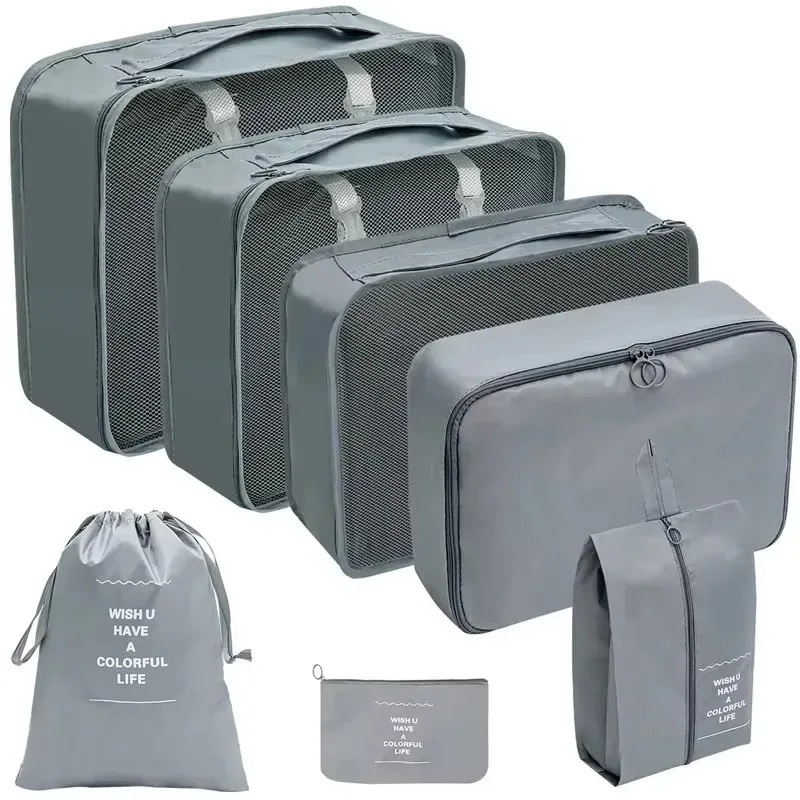 ensemble de 7 sacs de rangement de voyage, emballage de valise, valise cubique, bagage cartable, sac organisateur de vêtements et de chaussures, pliable, facile à prendre