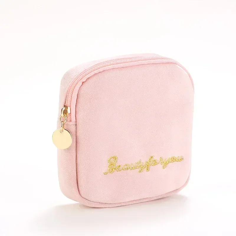 sac à cosmétiques en velours à fermeture éclair pour femme, grande trousse de maquillage de voyage, solide, pour documents, rouge à lèvres, rangement féminin