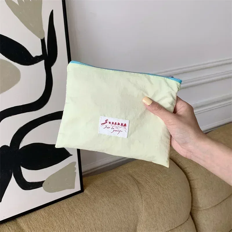 pochette à cosmétiques en toile noire simple, grands sacs de rangement de maquillage, pochette à cosmétiques coréenne pour femmes, trousse de toilette mignonne et de beauté