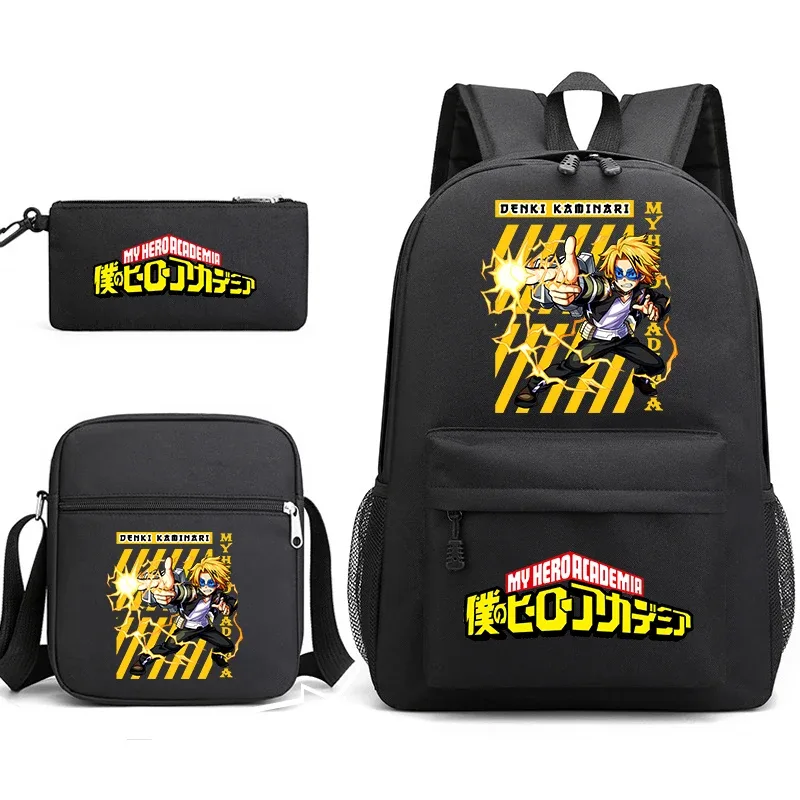 ensemble de sacs à dos scolaires imprimés my hero academia, 3 en 1, avec sac à bandoulière, trousse à crayons, pour garçons, filles, enfants