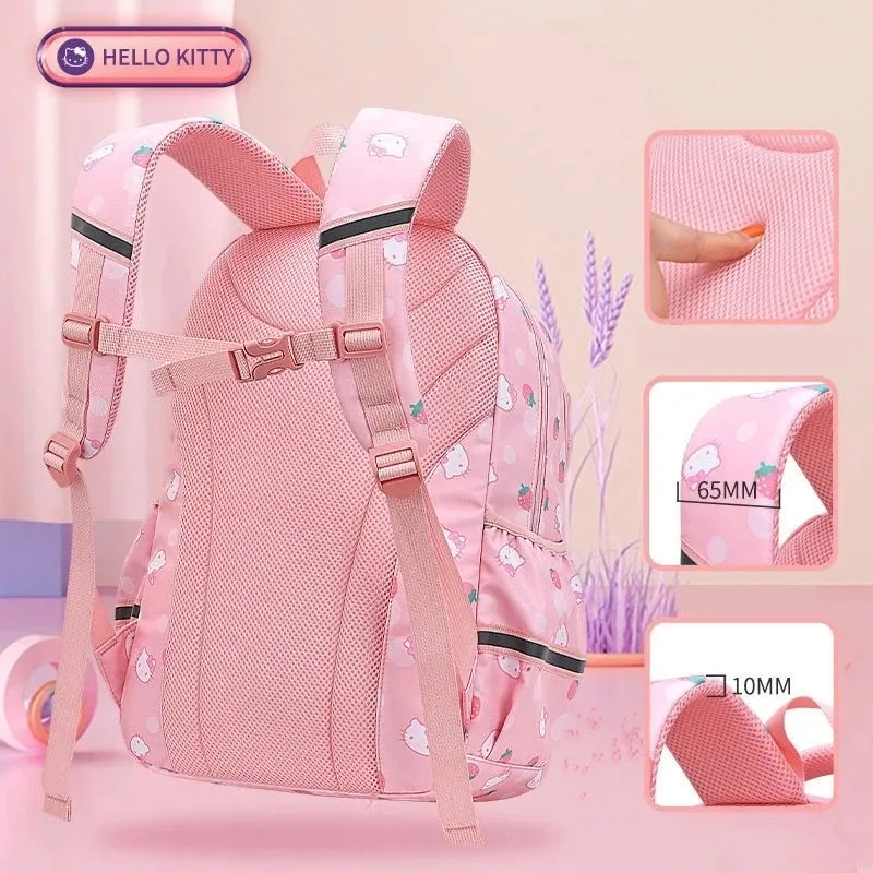 sac à dos scolaire hello kitty 42 mm, motif fraise kuromi, sacs pour soulager le fardeau, protéger la colonne vertébrale, imperméable, pour étudiants