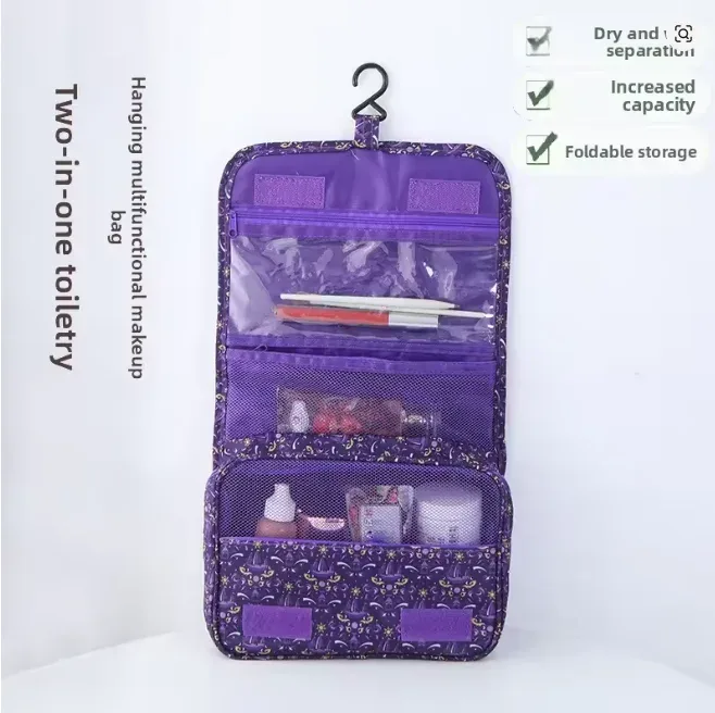nouvelle trousse de toilette de voyage imperméable, sac cosmétique portable multifonctionnel de grande capacité, séparation sec/humide portable