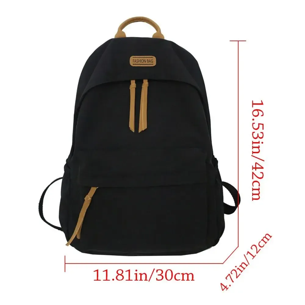 sac à dos scolaire en nylon de grande capacité, couleur unie, pour étudiants