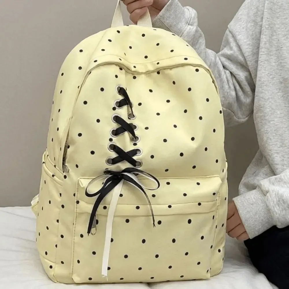 sac à dos pour ordinateur portable, sac à dos bow dot, grande capacité, sac à dos pour étudiants, sac d'école, sac à dos en polyester et nylon durable pour femmes
