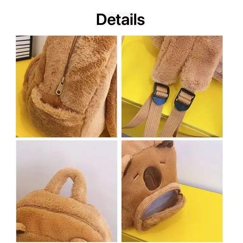 sac à dos décontracté et élégant, avec motif capybara brodé personnalisé, mignon et en peluche, doux et confortable