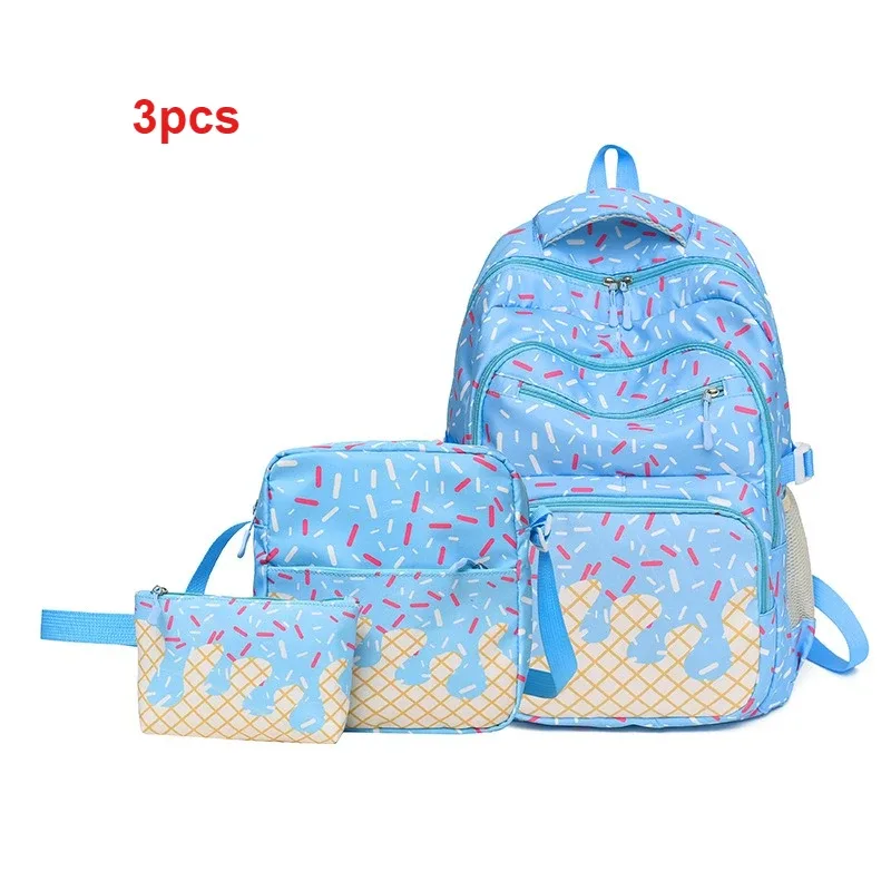 lot de 3 sacs à dos style coréen pour filles et étudiantes, série crème glacée