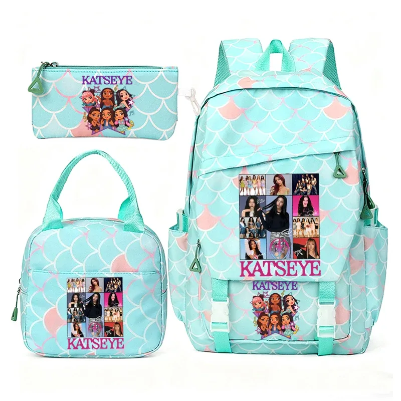 katseye musique sacs à dos pour filles garçons 3 pièces voyage haute capacité étudiants sacs d'école couleur fraîche ordinateur portable mochilas yk2