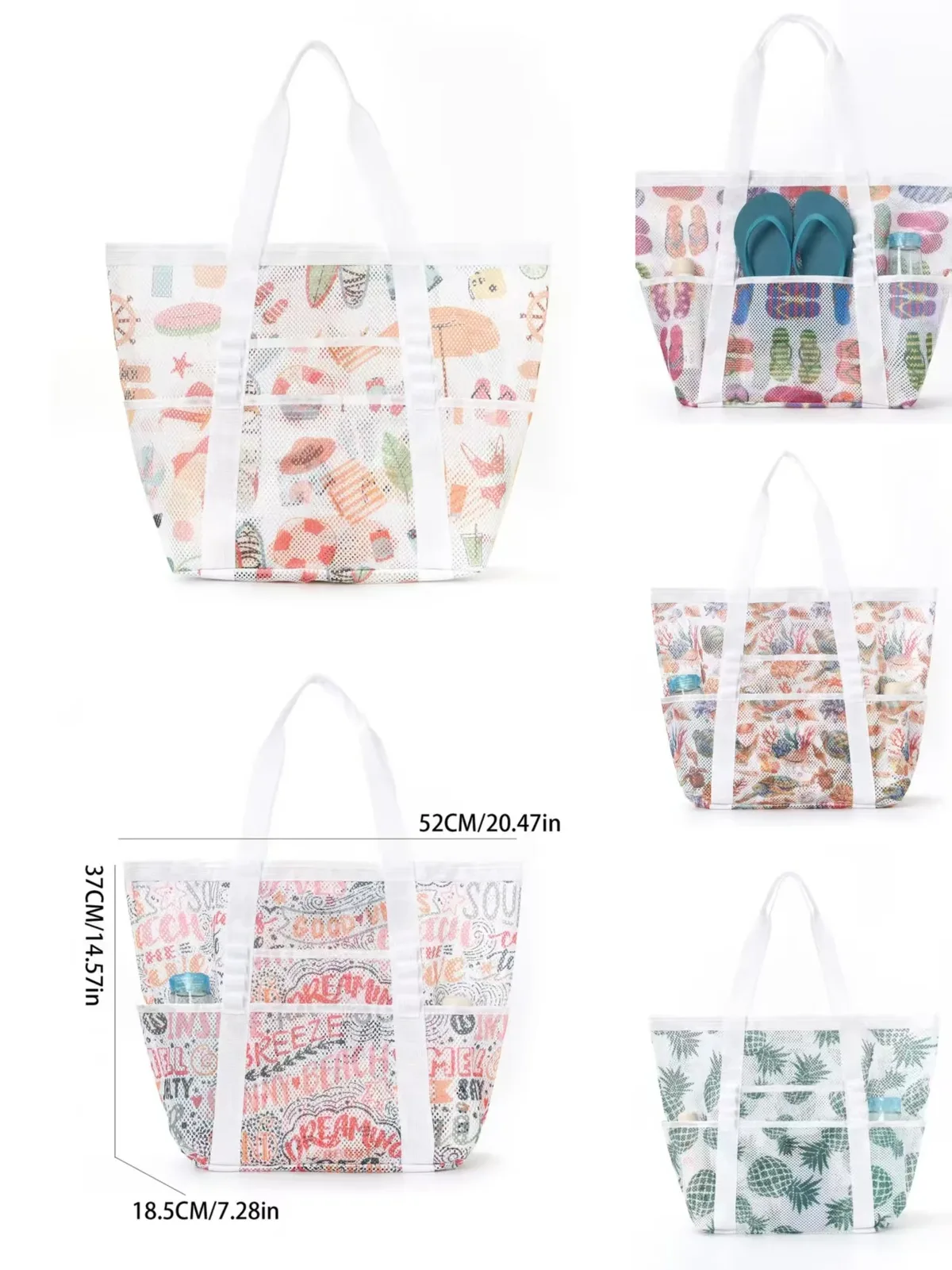sac fourre-tout en maille respirante multi-poches de grande capacité, à séchage rapide, sac de rangement multi-compartiments pour articles de sport et de natation