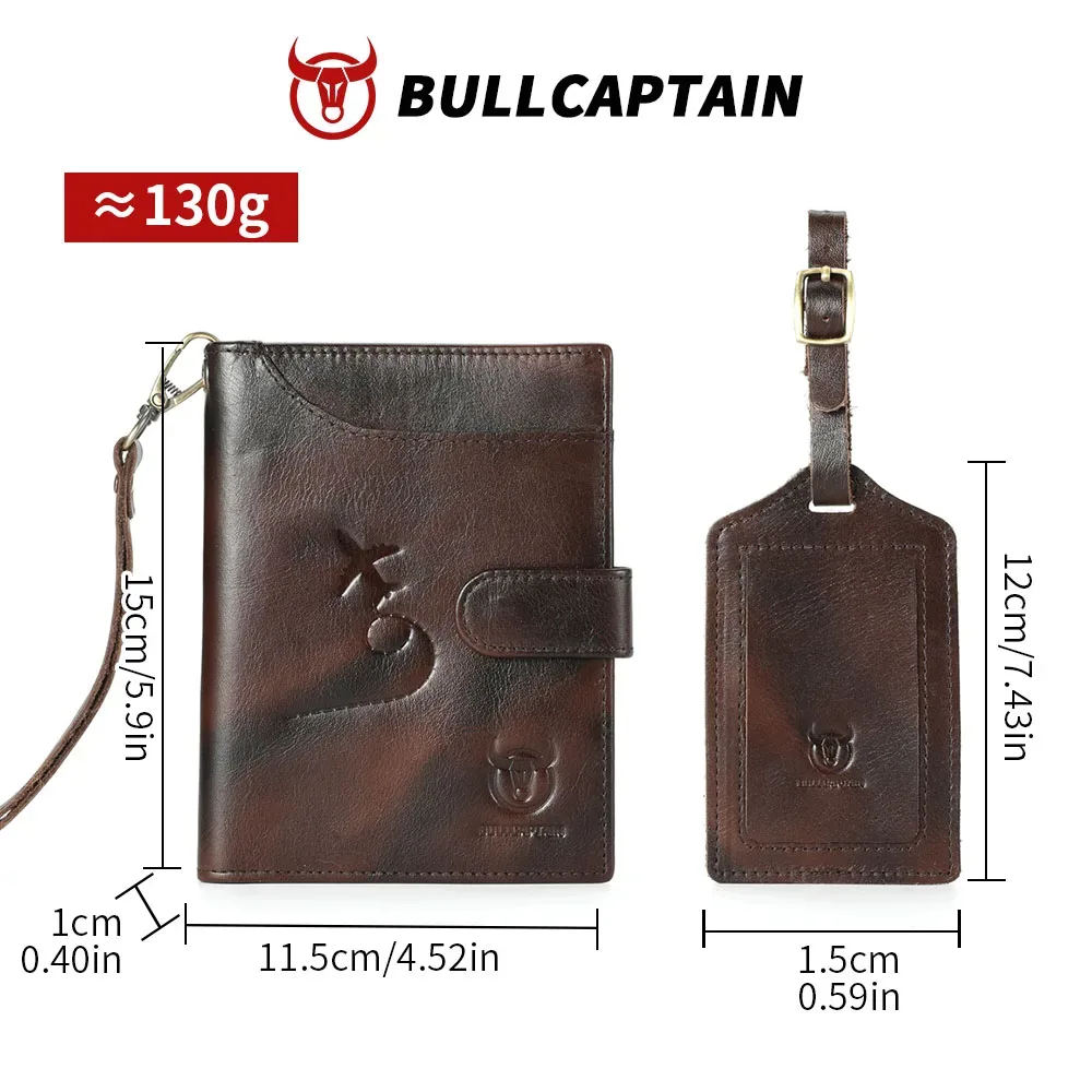 bullcaptain portefeuille de voyage en cuir véritable pour homme et femme, porte-passeport, porte-cartes, porte-monnaie, avec protection rfid