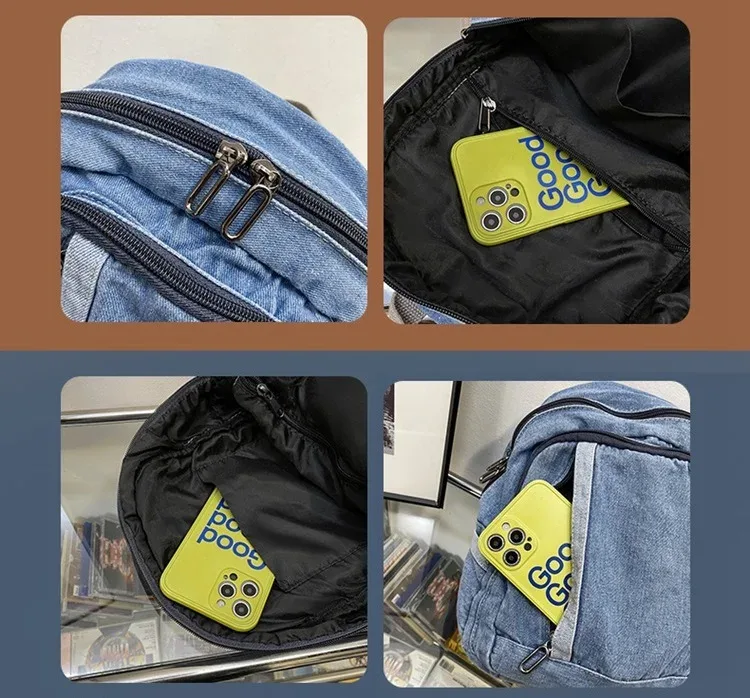 sac à dos en denim pour femmes, sac de voyage décontracté, sacs d'école pour étudiantes, sacs d'école pour adolescentes, sac à dos cowboy bleu mochila
