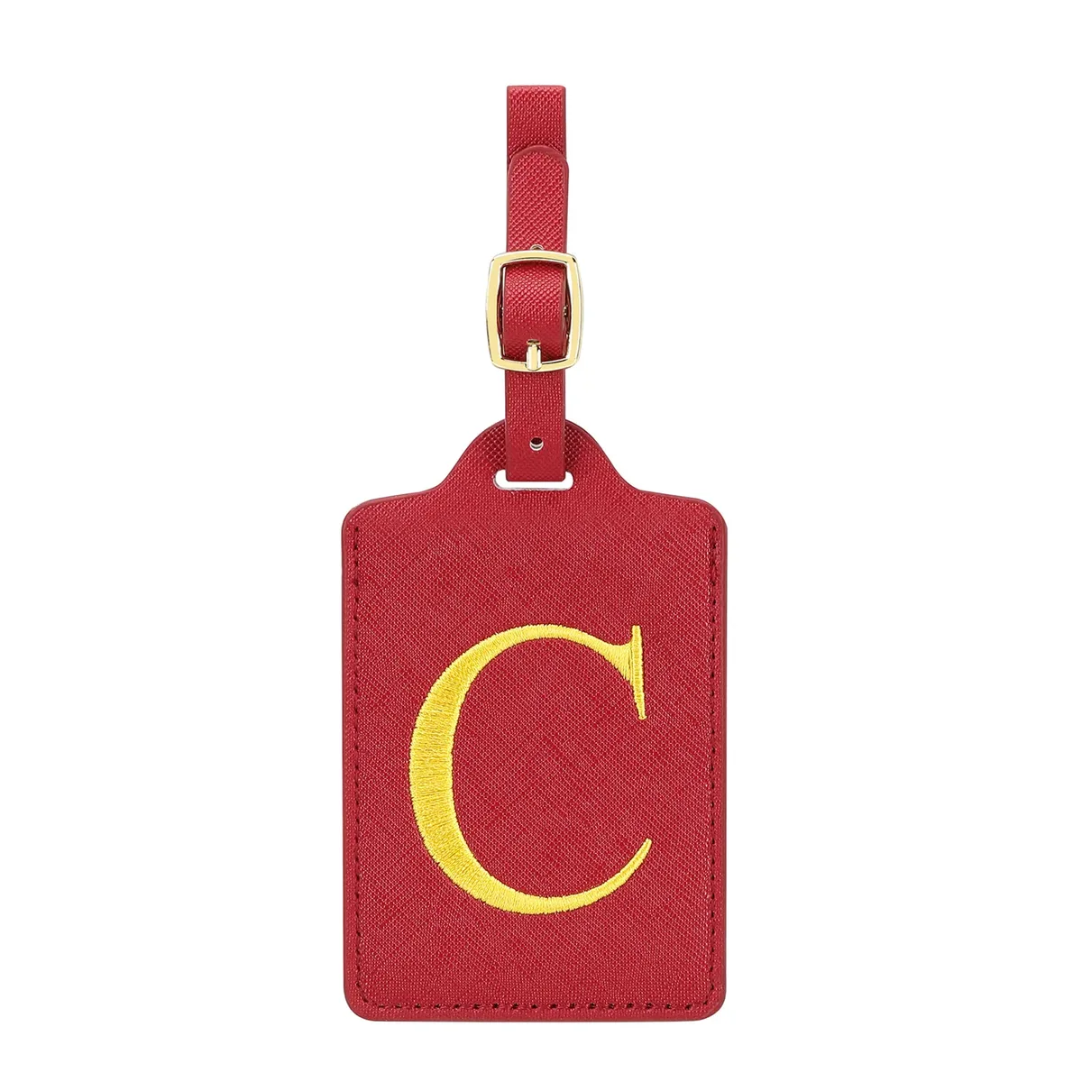 étiquettes de bagage miyin 26 lettres en cuir pu pour valises, protection de la vie privée, accessoires de voyage essentiels, rouge éclatant