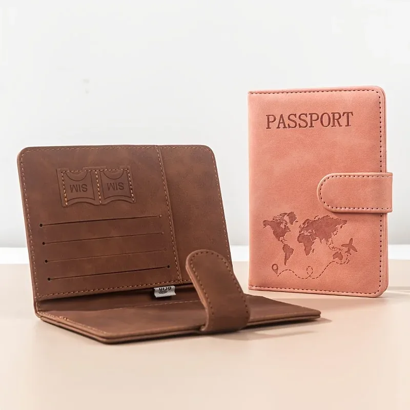 porte-passeport multifonction anti-rfid, portefeuille, porte-carte d'identité, fabriqué en cuir synthétique pu, housses de passeport