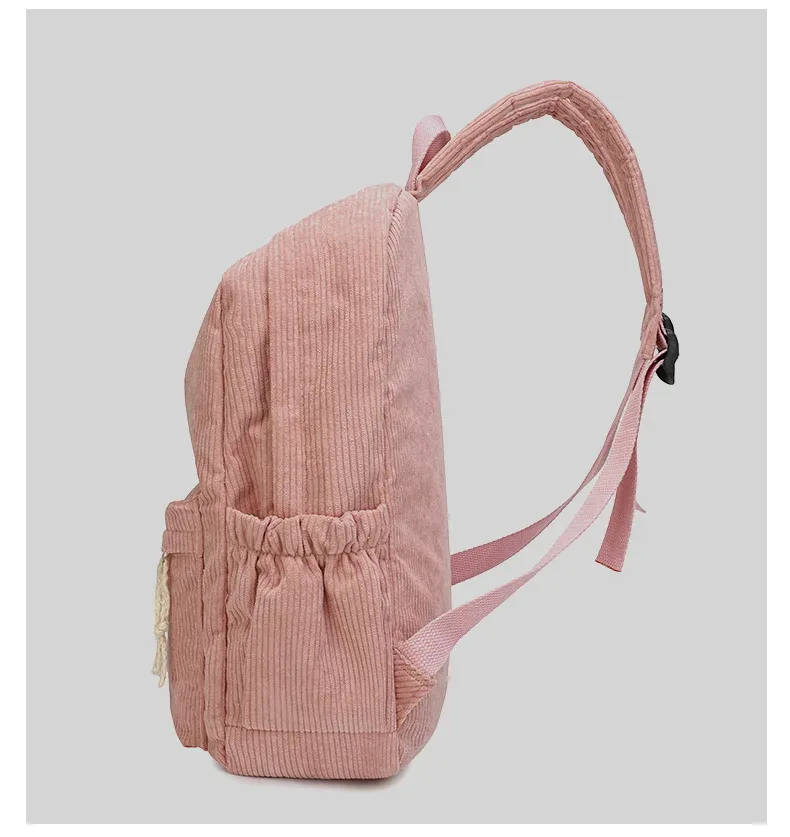 cartable personnalisé 2025 nouvelle mode velours côtelé fermeture éclair lisse nom unique personnalisé grande capacité sac à dos de voyage sac à dos de randonnée