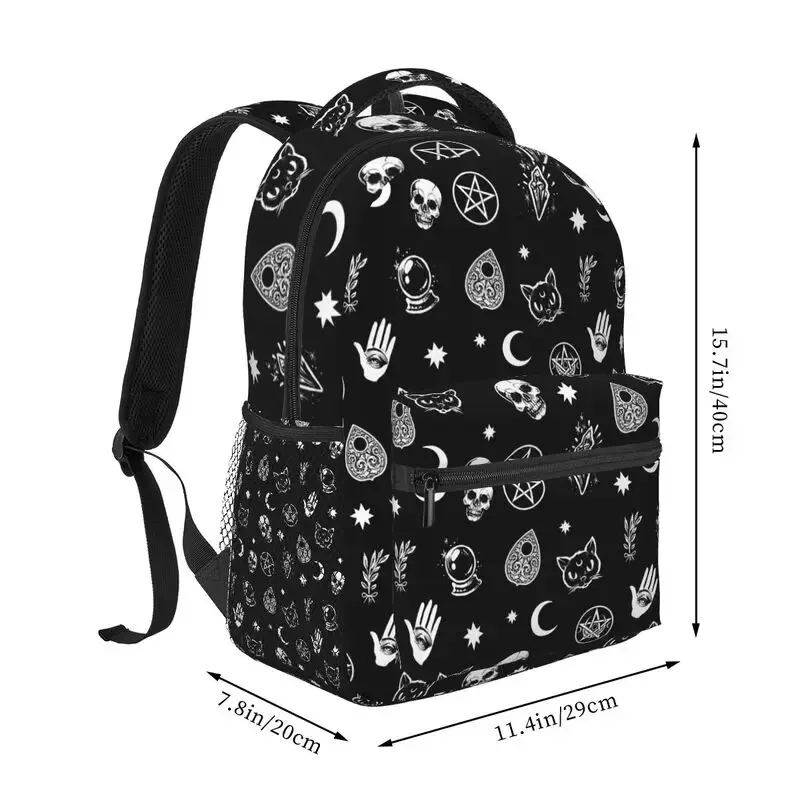 noir sorcière crâne lune divination sacs à dos école livre sacs étanche étudiant sac à dos pour ordinateur portable décontracté voyage sport sacs à dos