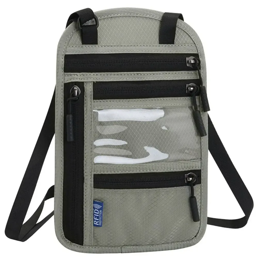 pochette de sécurité antivol en nylon, sac de passeport bloquant rfid avec sangle de cou réglable, portefeuille de voyage étanche
