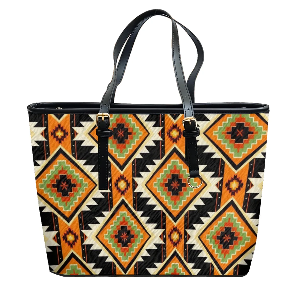 sac à bandoulière en cuir pvc oxford imprimé aztèque rétro, fourre-tout léger à fermeture éclair, minimaliste, usage quotidien, sac à main convertible pour le travail et le week-end