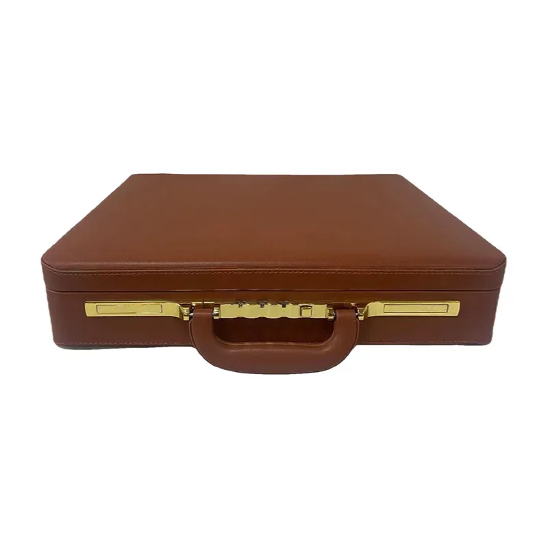 porte-documents d'avocat vintage en cuir pu – sac à documents d'affaires résistant à l'eau avec verrouillage par mot de passe et compartiment pour ordinateur portable