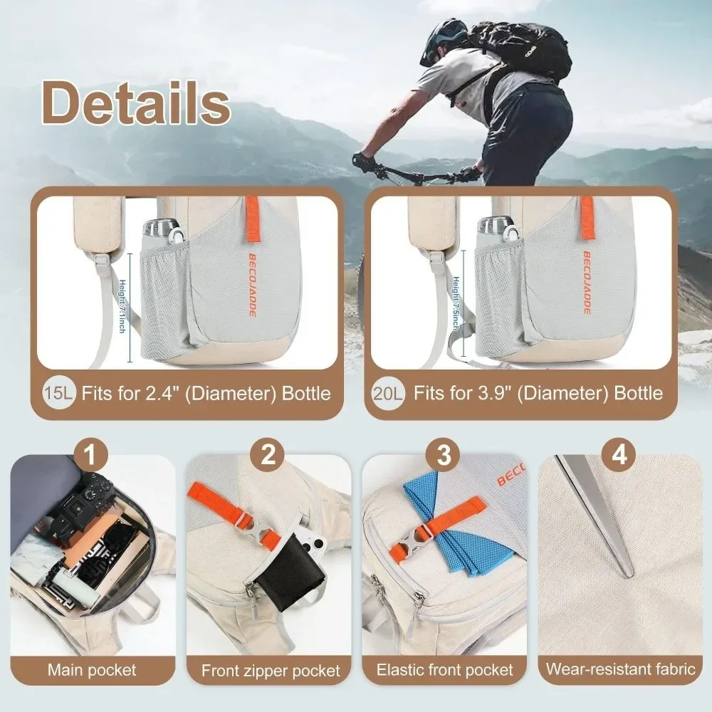 sac à dos de randonnée de haute qualité 15l, pliable, léger, petit sac à dos compact, plusieurs poches, ultra-léger, sac à dos de randonnée d'une journée