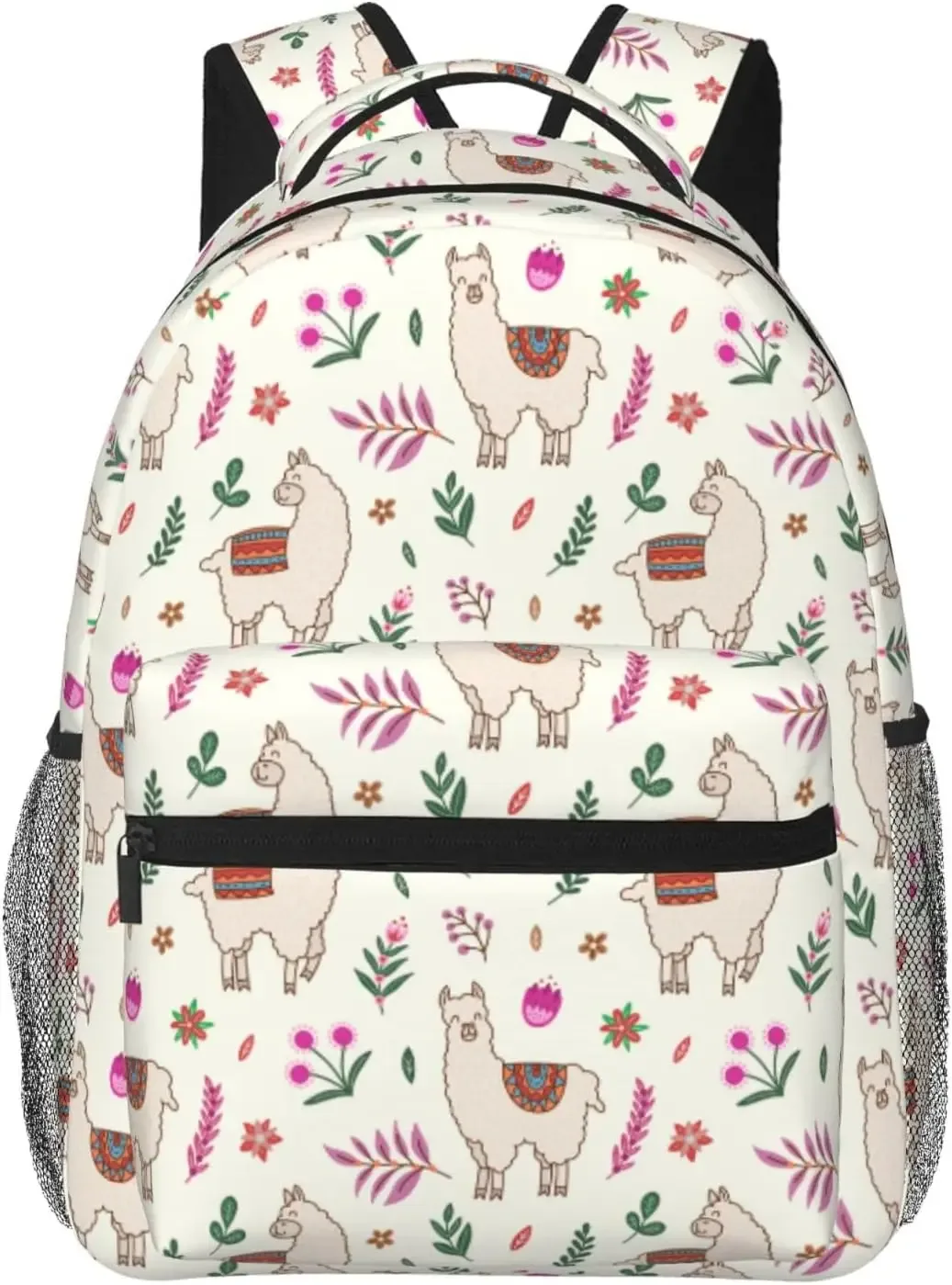 boehiop-sac à dos léger pour ordinateur portable pour femmes et hommes, sac à livres universitaire, sac à dos décontracté, sac de voyage mignon, alpaga, lama et fruits